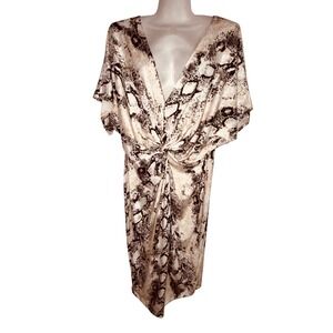 Fashion Nova Not Hiss Girl Snake Print Midi Dress Brown 1X New With Tags